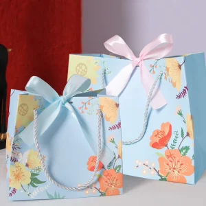 Luxury Eco Friendly Biodegradable Blue Shopping Paper Bag Custom Premium Perfume Gift & Skincare Packaging Bags