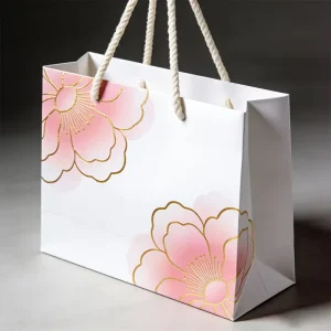 Luxury Eco Friendly Handmade Paperboard Bag Food Packaging Customizable White Lamination Supermarket Gift Bags Cotton Ribbon