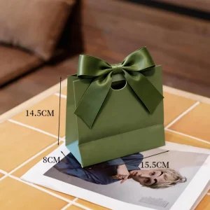 Luxury Eco Friendly Recyclable Green Art Paper Jewelry Bags with Marble Design Silk Screen Printing Ribbon Handle