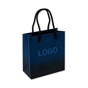 Luxury Eco Navy Gradient Laminated Paper Gift Bag Premium Promotional Giveaway for Clothing & Shoes