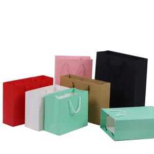 Luxury Eco-friendly Recyclable Kraft Paperboard Open Mouth Custom Bags Ribbon Handle Offset Lamination Candle