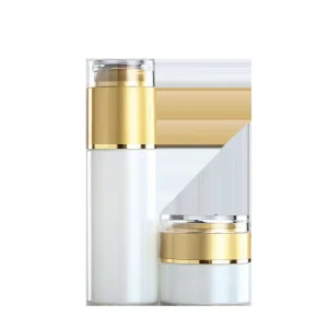 Luxury Glass Lotion Serum Airless Jar with Pump Cap for Facial Cleanser Mascara Wig Cosmetics Packaging Set