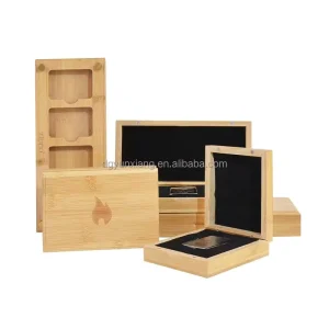 Luxury Handmade Bamboo Wooden Single Coin Box Rectangular Wooden Packaging