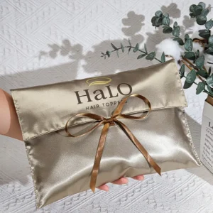 Luxury High End Packaging Satin Flap Pouch Custom for Hair Toppers Customized Satin Wig Envelope Dust Bag