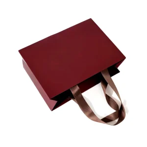 Luxury High-Grade Burgundy Paper Bags for Perfume Watches Shoes Jewelry Cosmetics Elegant Paper Containers for Shopping