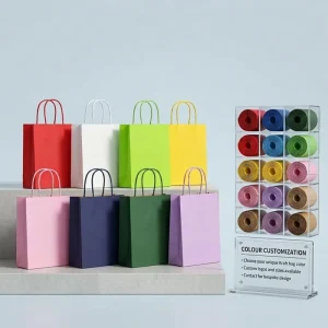 Luxury Light Blue Kraft Paper Gift Bags With Handles for Packaging Promotion Crafts Durable Carton Packed Shop Paper Kraft Bag