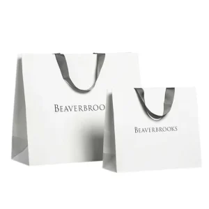 Luxury Matte Black Paperboard Gift Bags UV Coating Ribbon Handles Custom Foil Print Multi Size Options for Fashion
