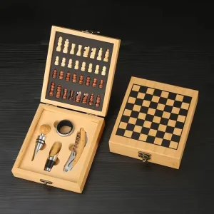 Luxury Modern Handmade Wine Opener Set with Wooden Bamboo Box Premium Corkscrew and Wine Accessories Gift for Business and Home