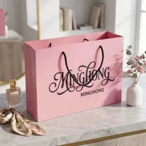 Luxury Packaging Custom Elegant Durable Shopping Gift Paper Bags Black Logo for Perfume Cosmetic Skincare Products