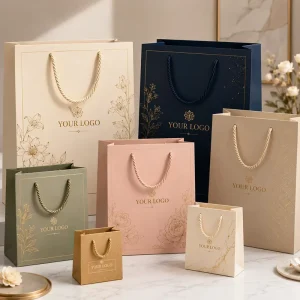 Luxury Paper Shopping Bags with Handles for Clothing Custom Foil Logo Boutique and Department Store Use