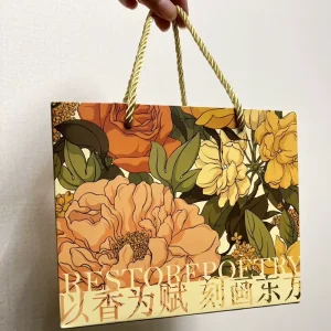 Luxury Personalized Laminated Paper Shopping Bag With Custom Logos for Perfume Store Packaging