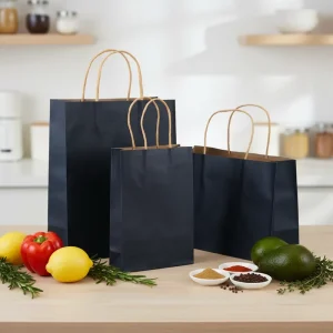 Luxury Recyclable Custom Size Package Paper Handle Kraft Paper Shopping Bag with Offset Printing