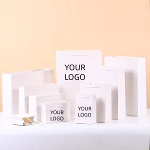 Luxury Recycled White Paperboard Shopping Bags with Ribbon Handles Eco friendly Tote for Promotion and Supermarket Use