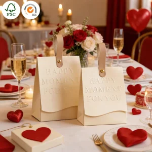 Luxury Red Sweet Gift Bags Lamination Closure Portable Gold Wedding Bridesmaid Favors Paper Packaging Bags Birthday
