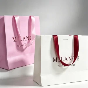 Luxury Ribbon Handle Shopping Packaging Paper Bags Customized Printed Gift Paper Bag With Your Own Logo