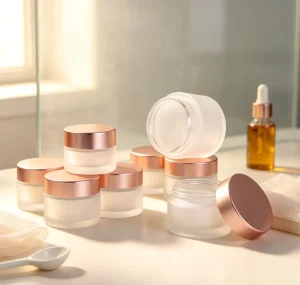Luxury Rose Gold Glass Jar Custom Logo for Hair Mask Deep Treatment Hair Butter Edge Control Hair Pomade Styling Cream Packaging