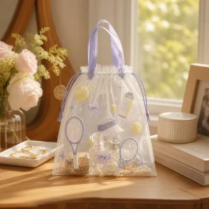 Luxury Ruffle Organza Bag Embroidered Jewelry Storage Bag Custom Logo Cosmetic Pouch Travel Organization Bag Pouch