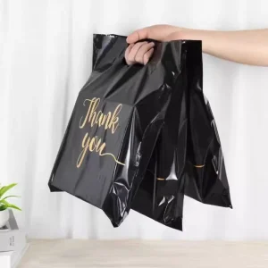 Luxury Screen Printed Recyclable HDPE Plastic Shopping Bag with Hand Length Handle Customizable Size & Color Clothing Retail