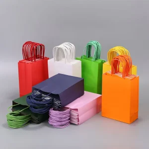 Luxury Shopping Gift Printing Custom Small Friendly Recyclable Portable Kraft Paper Bags With for Clothing Shoes
