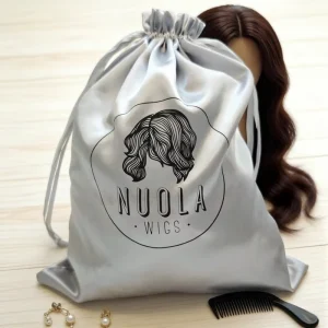 Luxury Silk Hair Bag Shoe Bag Cloth Dust Satin Wig Packaging Bag Custom Logo Printed Silk Drawstring Bag Jewelry Pouch Necklace