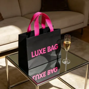 Luxury Small Pink Shopping Carrier Bag Recyclable Thank You Gift Paper Bags Carrying Bowknot Bags