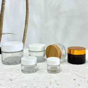 Luxury Straight Lip Balm Jar White Lid 3ml/3g/5ml/5g Clear Glass Eye Cream Pot Jar Easy Open End Screen Printing