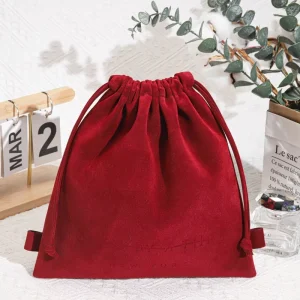 Luxury Velvet Cosmetic Skincare Drawstring Dust Pouch Custom Design Velvet Gift Packing Drawstring Bag