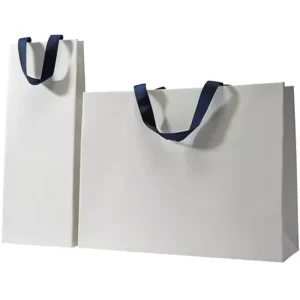 Luxury White Gray Cardboard Shopping Paper Bag Ins Style Clothing Store Handbag Birthday Holiday Wedding Custom Logo