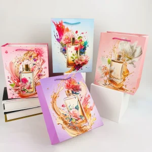 Luxury White Ivory Kraft Paper Board Card Bags with Ribbon Custom Logo for Food Shipping Promotion Crafts Ladies’ Gifts
