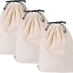 MISSLO Portable Cotton Breathable Dust-proof Drawstring Storage Pouch Bag (Pack of 3)