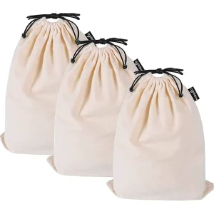 MISSLO Portable Cotton Breathable Dust proof Drawstring Storage Pouch Bag (Pack of 3)