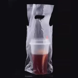 MOQ 100pcs Plastic PE Bags for One Cups Take Out Milk Tea Cups Takeaway Plastic Cup Bags