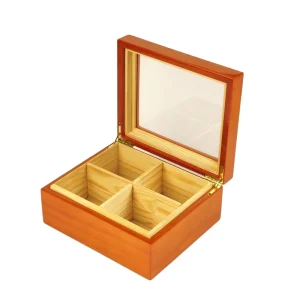 Mahogany Tea Packaging Box with 8 Compartments Wooden Bamboo