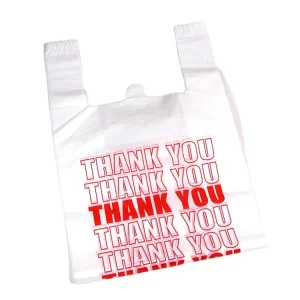 Manufacturer Customized HDPE Disposable Plastic Bags White Virgin Material t Shirt Bag for Food Packaging with Offset Printing