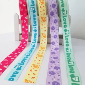 Manufacturer Direct Sale Jacquard Gift Ribbons for Gift Box Wrap Packaging Christmas Heart & love Shape Ribbon Decoration Ribbon