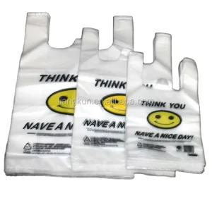 Manufacturer Eco Friendly Custom Plastic Grocery Tote Bag Shopping Plastic T shirt Bag With Logos