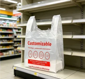 Manufacturer Reusable PE T Shirt Bags with Gravure Printing Customizable for Supermarket Use