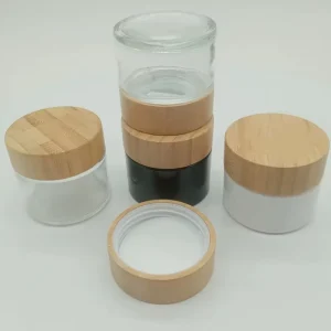 Manufacturer Supply Bulk Wood Top Small Glass Jars with Child Resistant Lids