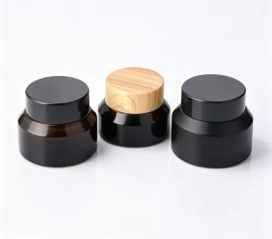 Matte Black Glass Cream Jars for Women Skincare 30g 50g Simple Silver Metal Lids Empty Oil Control Repair Cream Pots Custom Logo