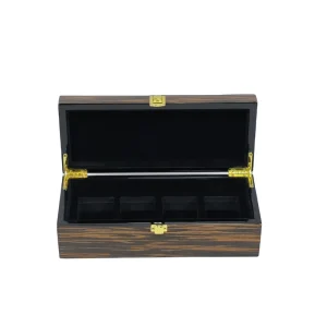 Matte Black Lacquer Finish Wooden Chess Gift Box Veneer Wooden Bamboo Boxes
