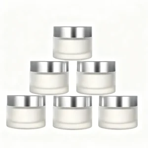 Matte Clear Glass Container Jars 15 30 50g 100g Black Screw Lid for Skin Care Cream Packaging