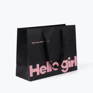 Matte Finish Paper Gift Bags Large Size Black White with Custom Paper Bag Logo for Shopping and Retail