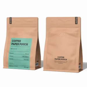 Matte Paper Flat Bottom Bag with Zipper Pouch Packaging for Coffee Bean 250g Gravure Printing & for Feature for Cafe Stores