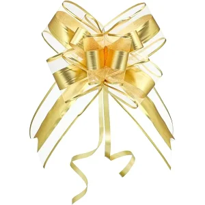 Matte Sheer Organza Butterfly Pull Bow Pre tied Pull String Bow for Gift Packaging