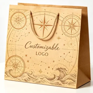 Medieval Star Chart Nautical Map Kraft Paper Tote Cotton Rope Handle Vintage Navigator Print Custom Logo Adventure Gift Pack Bag