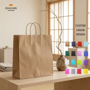 Medium Size Brown Kraft Paper Gift Bags With Handles for Small Businesses Parties Retail Bulk Pack Eco Friendly Paper Kraft Bag