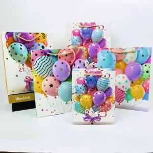 Medium Size Custom Logo Printed Luxury Gilding Paper Gift Bag Recyclable Birthday Gift Paper Bag Packaging Shopping Bag