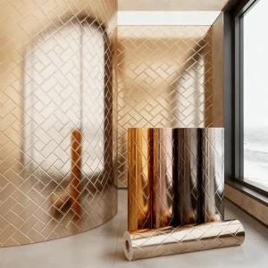 Metallic Texture Self adhesive XPE PVC Wall Sticker Wall Decoration Mirror Film Modern Design Waterproof Bedroom Kitchen