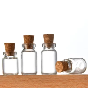 Mini 1ml 2ml Borosilicate Glass Vials Empty Small Tiny Wishing Sample Glass Bottle with Cork Lid