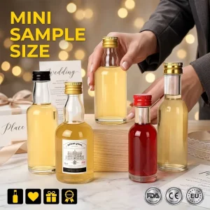 Mini Glass Spirit Bottle 50ml 100ml Sample Airline Liquor Jar Wedding Favors Gift Factory Bulk Vendor
